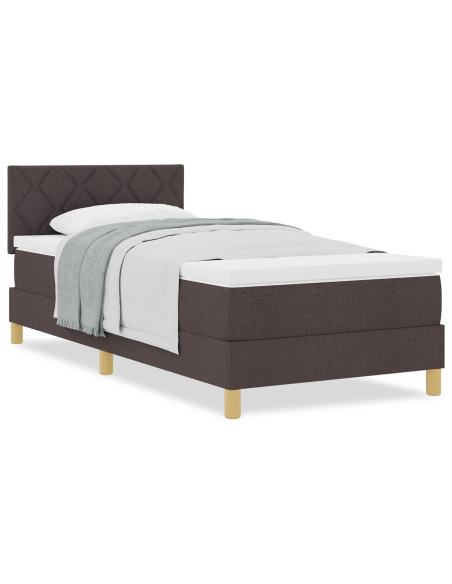Letto a Molle  con Materasso Marrone Scuro 90x200 cm Tessuto
