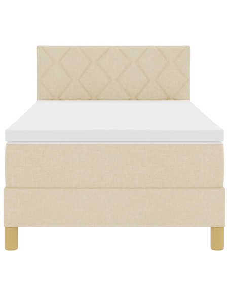 Letto a molle con materasso Crema 90 x 200 cm Tessuto