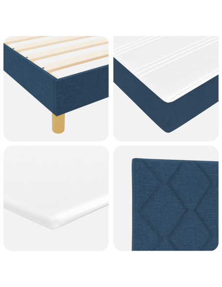 Letto a Molla con Materasso Blu 90x200 cm in Tessuto