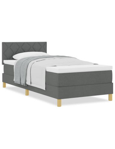 Letto a molle con materasso Grigio scuro 100 x 200 cm Tessuto