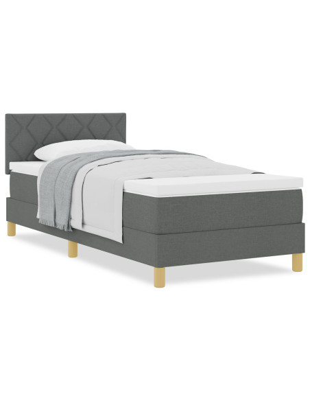 Letto Box Spring  con Materasso Grigio Scuro 100x200 cm Tessuto