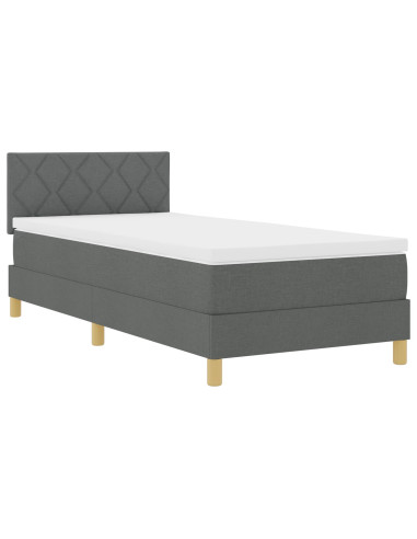 Letto a molle con materasso Grigio scuro 100 x 200 cm Tessuto