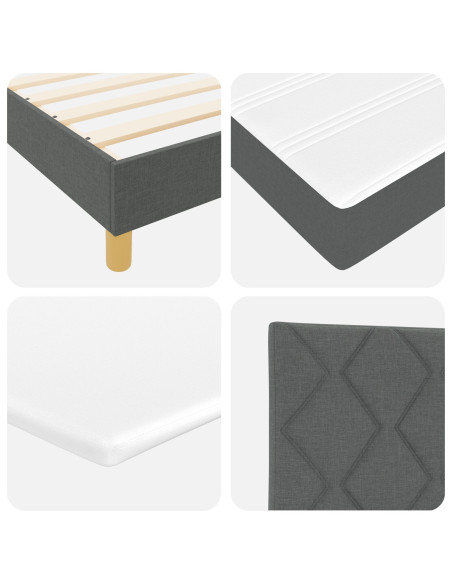 Letto Box Spring  con Materasso Grigio Scuro 100x200 cm Tessuto