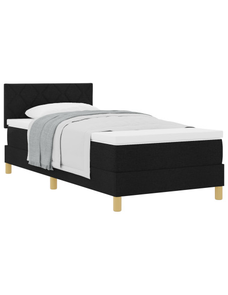 Letto a Molle con Materasso Nero 100x200 cm Tessuto