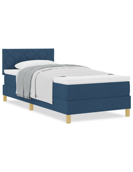 Letto a molle  con materasso blu 100x200 cm in tessuto