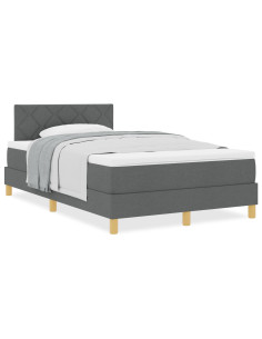 Letto a molle con materasso Grigio scuro 120 x 190 cm Tessuto
