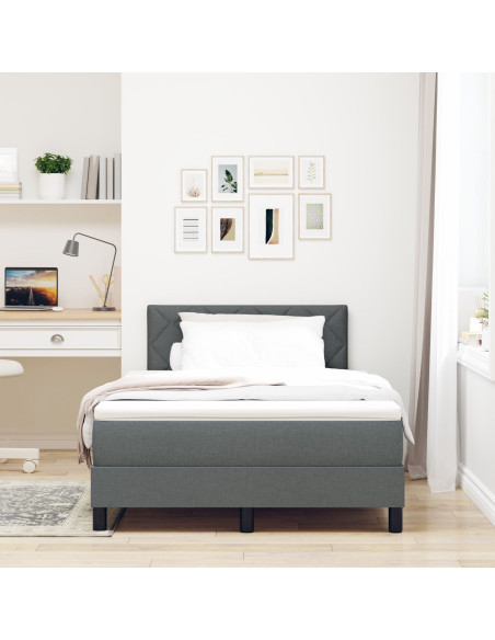 Letto con Rete a Molla con Materasso Grigio Scuro 120x190 cm Tessuto