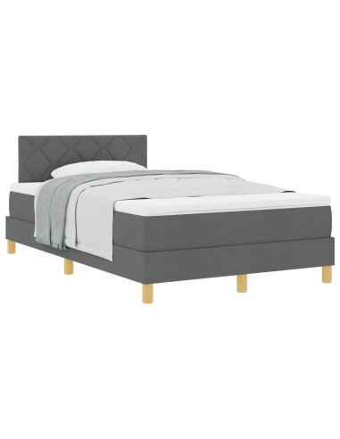 Letto a molle con materasso Grigio scuro 120 x 190 cm Tessuto