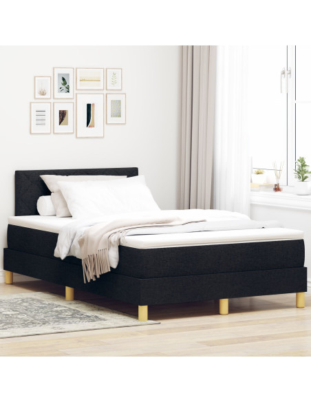 Letto con Box Spring e Materasso Nero 120x200 cm in Tessuto