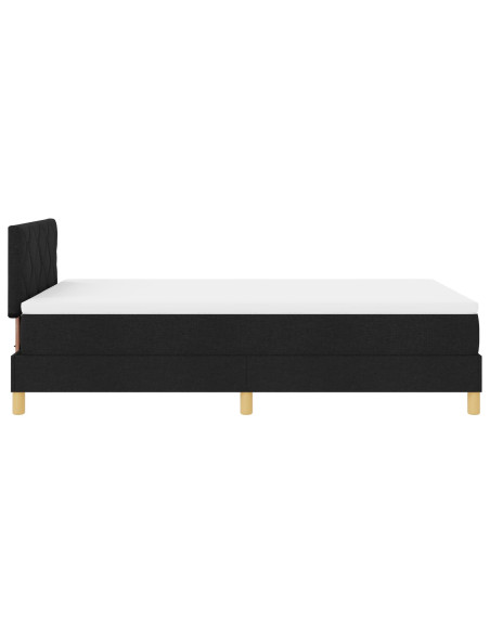 Letto con Box Spring e Materasso Nero 120x200 cm in Tessuto