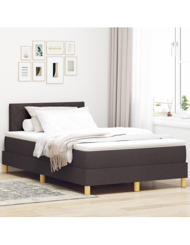Letto a molle con materasso Marrone Scuro 120 x 200 cm Tessuto