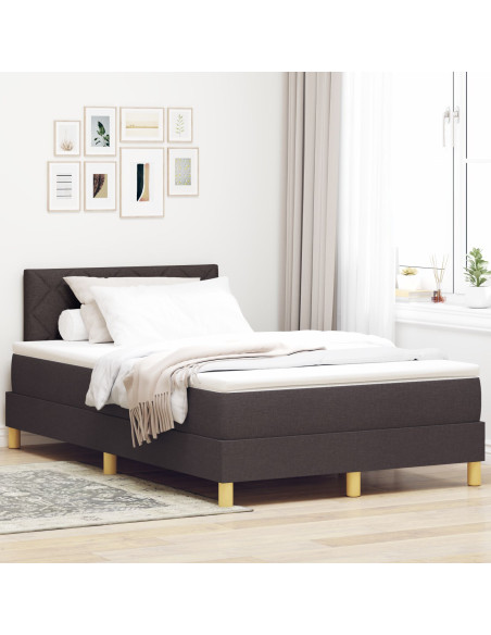 Letto a molle con materasso Marrone Scuro 120 x 200 cm Tessuto