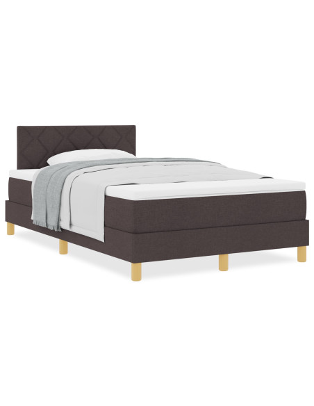 Letto con rete a doghe e materasso marrone scuro 120x200 cm in tessuto
