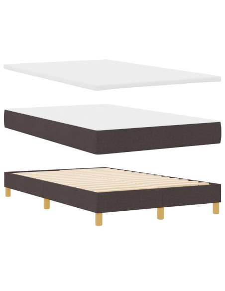 Letto con rete a doghe e materasso marrone scuro 120x200 cm in tessuto