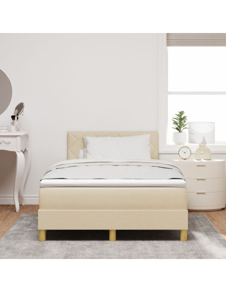 Letto a Molle con Materasso Crema 120x200 cm Tessuto