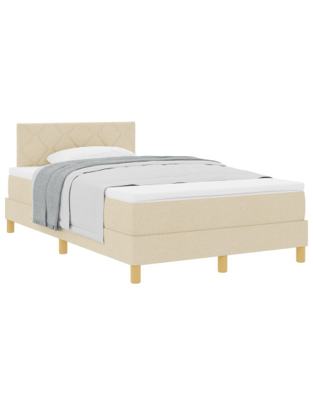 Letto a Molle con Materasso Crema 120x200 cm Tessuto