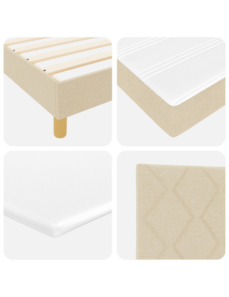 Letto a Molle con Materasso Crema 120x200 cm Tessuto