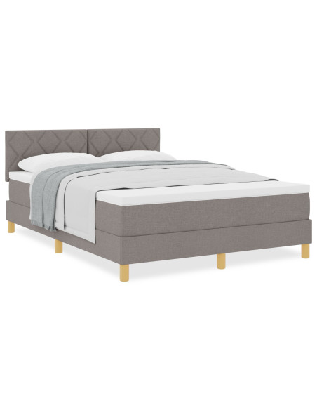 Letto Box Spring  con Materasso Tortora 140x190 cm Tessuto