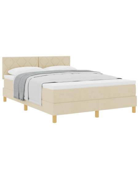 Box Spring Bed con Materasso Panna 140x190 cm Tessuto