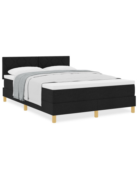 Letto a Box Spring  con Materasso Nero 140x200 cm Tessuto