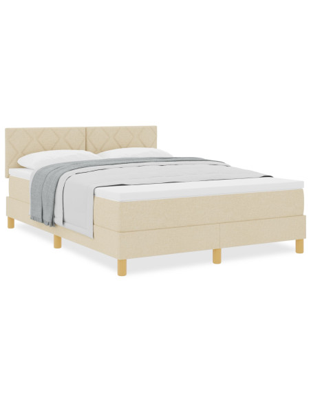 Letto con rete a molle panna 140x200 cm tessuto