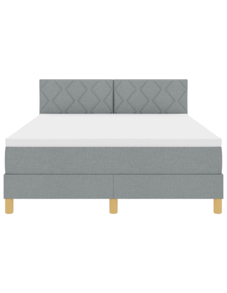 vitaXL Letto rete a molle con Materasso Grigio Chiaro 160x200 cm Tessuto