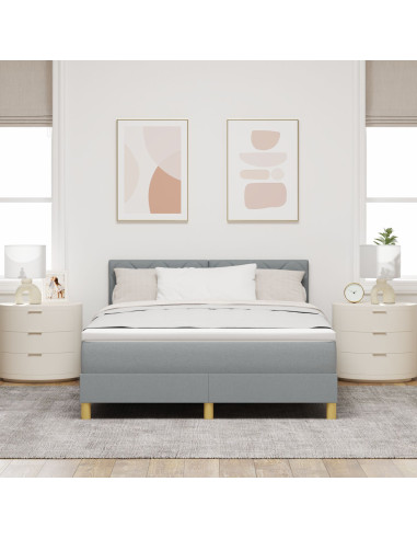 Letto a molle con materasso Grigio chiaro 160 x 200 cm Tessuto