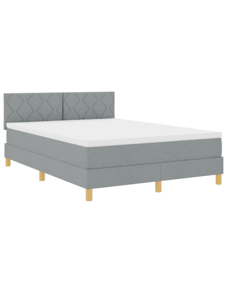 vitaXL Letto rete a molle con Materasso Grigio Chiaro 160x200 cm Tessuto
