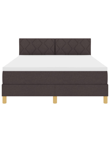 Letto con Box Spring e Materasso Marrone Scuro 160x200 cm in Tessuto