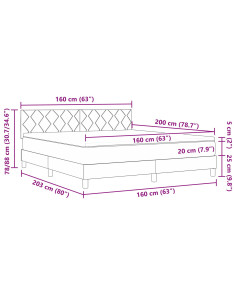 Letto a molle con materasso Crema 160 x 200 cm Tessuto