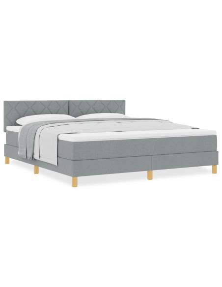 Letto con Box Spring e Materasso Grigio Chiaro 180x200 cm Tessuto