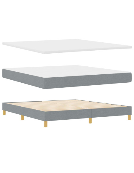 Letto con Box Spring e Materasso Grigio Chiaro 180x200 cm Tessuto