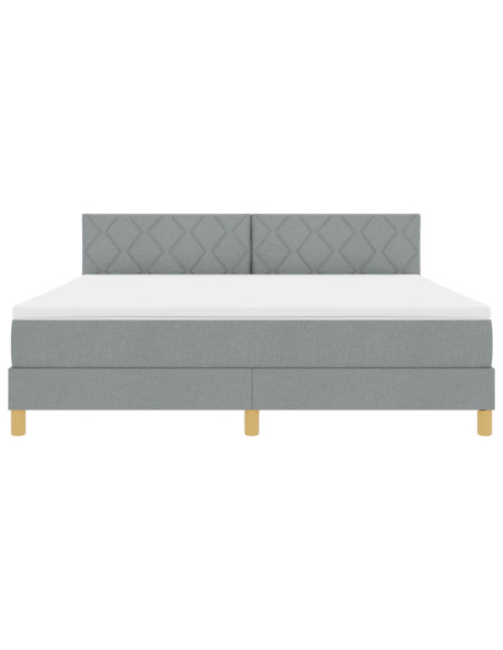 Letto con Box Spring e Materasso Grigio Chiaro 180x200 cm Tessuto