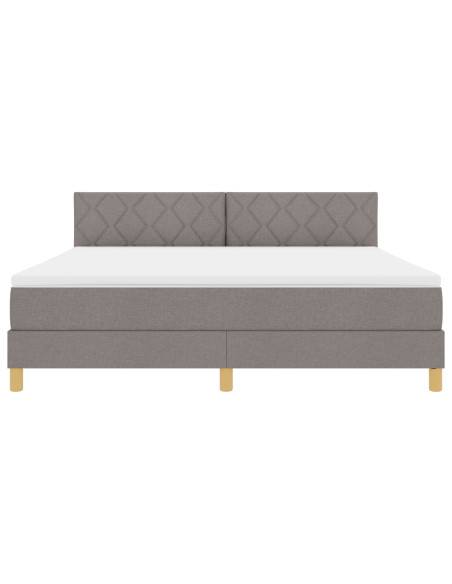 Letto con Box Spring e Materasso Tortora 180x200 cm in Tessuto