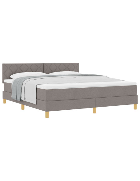 Letto con Box Spring e Materasso Tortora 180x200 cm in Tessuto