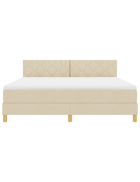 Letto a Molle  con Materasso Crema 180x200 cm Tessuto