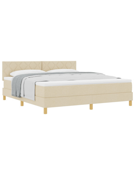 Letto a Molle  con Materasso Crema 180x200 cm Tessuto
