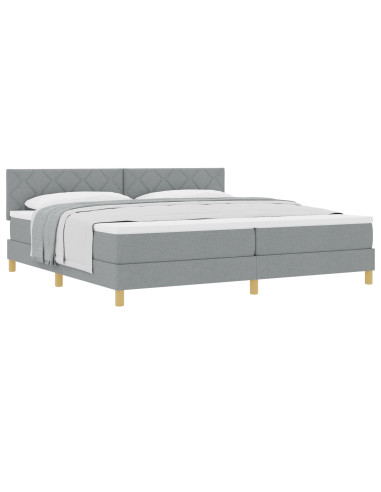 Letto a molle con materasso Grigio chiaro 200 x 200 cm Tessuto