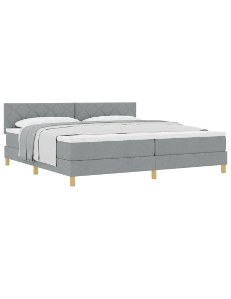 Letto a molle con materasso Grigio chiaro 200 x 200 cm Tessuto