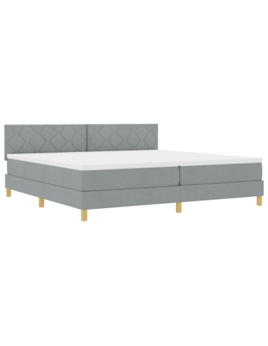 Letto a molle con materasso Grigio chiaro 200 x 200 cm Tessuto