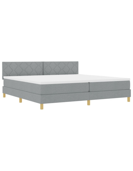 Letto a molle con materasso Grigio chiaro 200 x 200 cm Tessuto