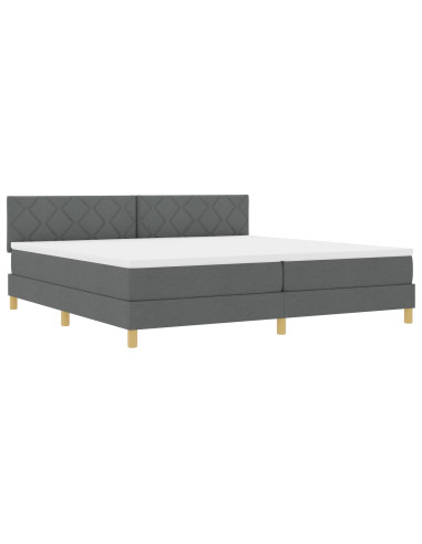 Letto a molle con materasso Grigio scuro 200 x 200 cm Tessuto