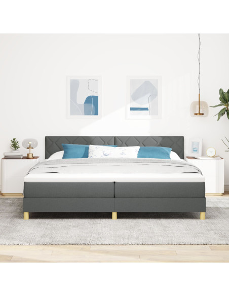 Letto a molle con materasso Grigio scuro 200 x 200 cm Tessuto