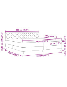 Letto a molle con materasso Marrone Scuro 200 x 200 cm Tessuto