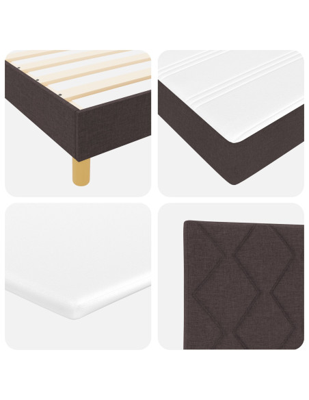 Letto con Rete e Materasso Marrone Scuro 200x200 cm Tessuto