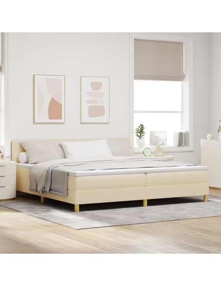Letto a molle con materasso Crema 200 x 200 cm Tessuto