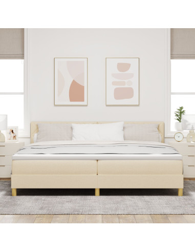 Letto a molle con materasso Crema 200 x 200 cm Tessuto