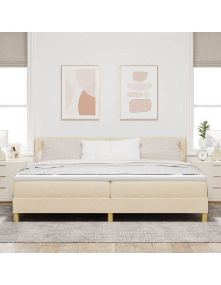 Letto a Molle con Materasso Panna 200x200 cm Tessuto