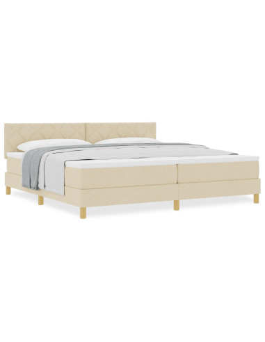 Letto a molle con materasso Crema 200 x 200 cm Tessuto
