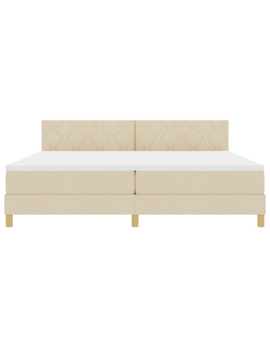 Letto a molle con materasso Crema 200 x 200 cm Tessuto